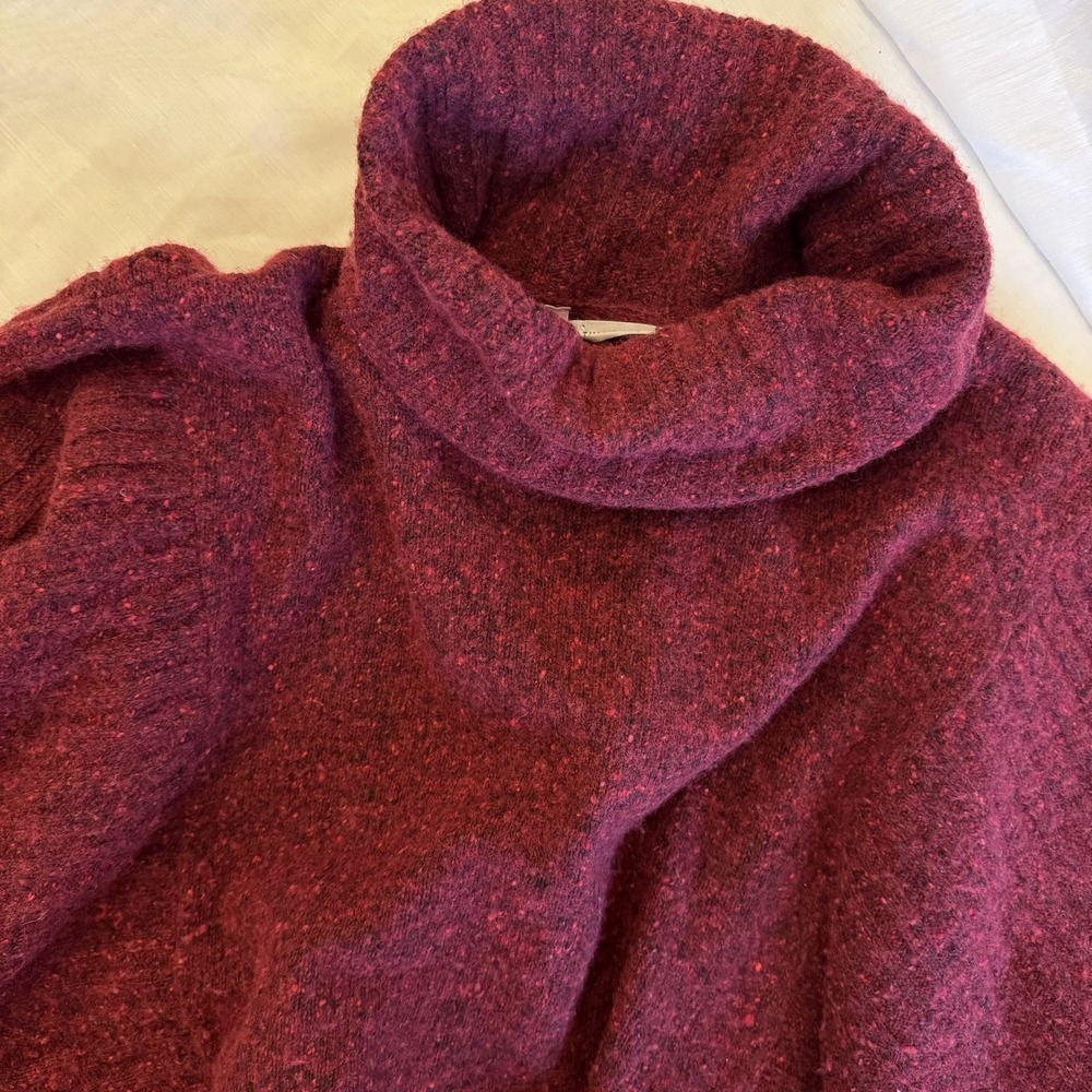 Athleta Women Passage Donegal Poncho Sweater Wool Blend Chianti Donegal Large XL